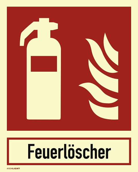 Moedel Kombischild Feuerlöscher mit Text Feuerlöscher, Folie, nachleuchtend, 160-mcd, 200x250 mm, 95252