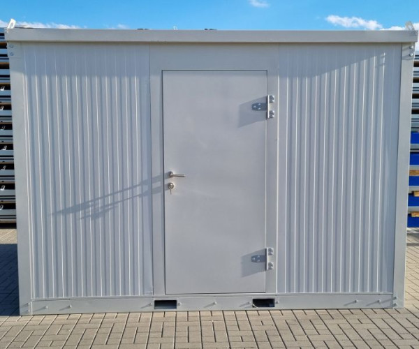 LagerContainerXXL 2m Isolierter Bürocontainer mit Kranösen und Staplerführung (montierte Anlieferung), Grau-Weiß RAL 9002, A8302