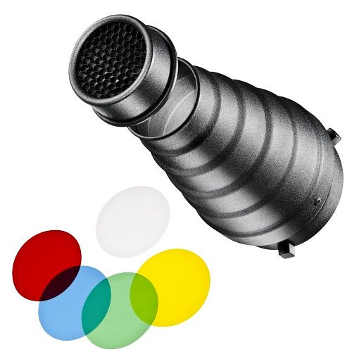 Walimex pro Spotvorsatz-Set Walimex pro & K, mit Wabe und 4 Farbfiltern, für Blitze der Walimex pro VE, VC & VC PLUS Serien + der Walimex K Serie, 1012964