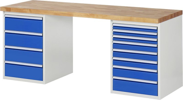 RAU Werkbank Serie 7000 - Modell 7822-3, B2000 x T700 x H890 mm, Systemunterbau B2000 x T650 x H850 mm, 03-7822A3-207B4M.11