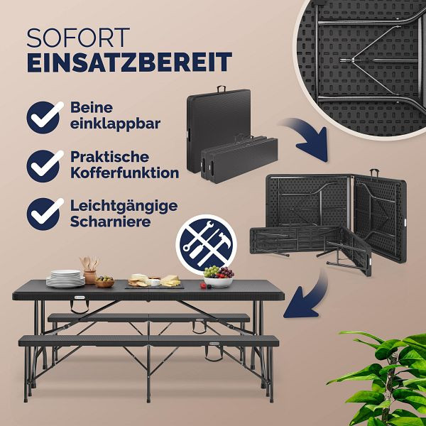 casaria Bierzeltgarnitur Malmö 3-tlg Schwarz, 994578, 4251779106950