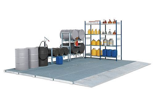 DENIOS Bodenelement classic-line, verzinkt, Gitterrost, Radlast 2000 kg, 1362 x 1362 x 78 mm, 120233