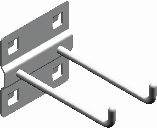 Kunzer Doppelhaken, lang für Rückwandlochung 10 mm x 10 mm, WES1715.1