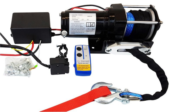 Berger & Schröter 12V Motor Seilwinde mit Synthetikseil, 31778