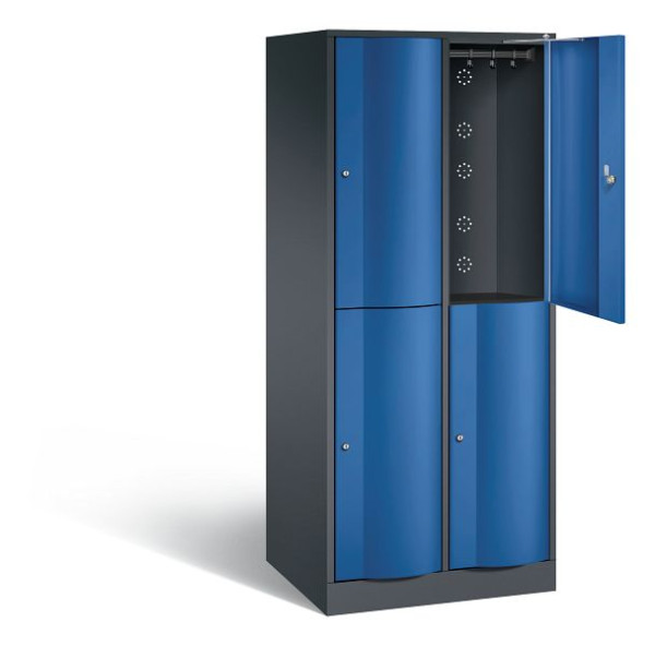 C+P Spind doppelstöckig XL Resisto, H1950xB772xT640mm, Farbe: Schwarzgrau / Enzianblau, 8270-273 S10035