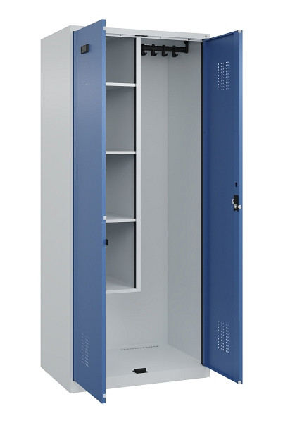 C+P Putzmittel-Spind Evolo PLUS, 2 Abteile, 1850x800x500mm, 7035/5023, Zylinderschloss, 049100-02 S10035