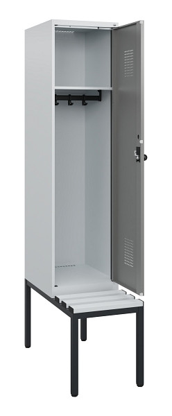 C+P Spind Evolo PLUS, 1 Abteil, 1950x400x815mm, 7035/0004, Drehriegel, Sitzfläche Kunststoff, Sitzbank, 0490505-12 S10068