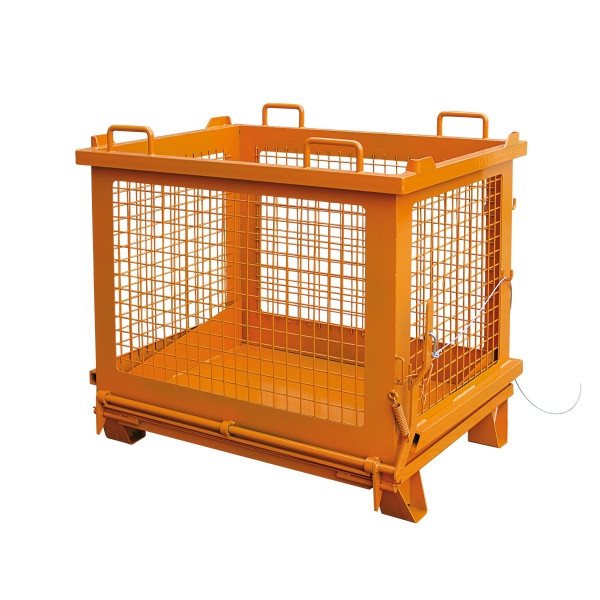 Eichinger Industrie Gitterbehälter mit entriegelbarer Bodenklappe, 500 kg, 1000 Liter, reinorange, 20371200000000