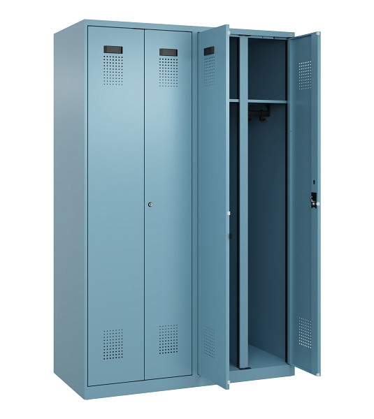 C+P Schwarz-Weiß-Spind Evolo PLUS, 4 Abteile, 1850x1200x500mm, 0010/0010, Zylinderschloss, 049002-40 S10048
