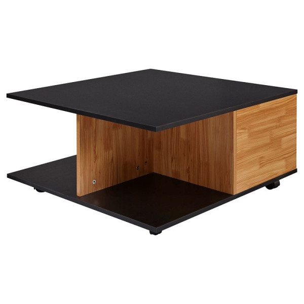 Wohnling Design Couchtisch 70x70 cm Anthrazit/Sandeiche, mit 2 Schubladen & mit 2 Fächern, WL6.067