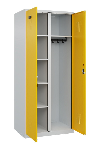 C+P Wäsche-/Garderobenspind Evolo PLUS, 2 Abteile, 1850x800x500mm, 7035/1023, Zylinderschloss, 049600-22 S10028