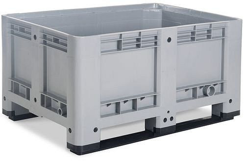 DENIOS Palettenbox PB 8-K aus Kunststoff, mit 2 Kufen, 330 Liter Volumen, 217096