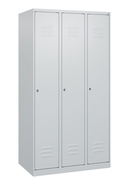 C+P Umkleidespind Classic PLUS, 3 Abteile, 1700x900x500mm, 7035/7035, Zylinderschlösser, 0800007-30 S10016