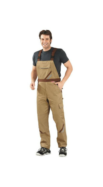 Planam Highline Latzhose, khaki/braun/zink, Größe 40, 2334040