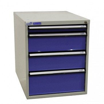 ADB Schubladenbox mit vier Schubladen, Außenmaße Korpus HxBxT: 650x535x700 mm, Korpusfarbe: lichtblau, 52524
