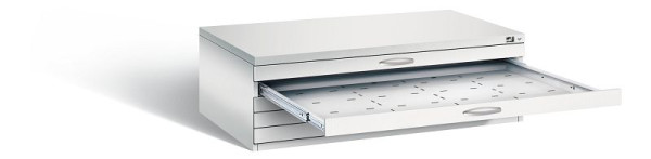 C+P Flachablageschrank Serie 7100_7200, H420xB1350xT960mm, Farbe: Lichtgrau, Bügelgriff, 7200-000 S10120
