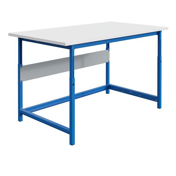 SOFAME PACKLOG Packtisch, mechanisch höhenverstellbar, B 1800 x T 750 x H 768 bis 1048 mm, Melamin-Arbeitsplatte 28 mm, Himmelblau RAL 5015, W010020602BI