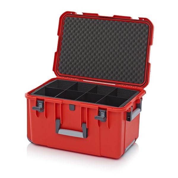 Auer Schutzkoffer Pro Trolley, Blutorange, ohne Schloss, Rundumpolster mit Gefache, CP 6433 B3-2002