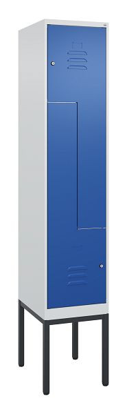 C+P Z-Spind Classic PLUS, Gestell, 2 Abteile, 2120x400x500mm, 7035/5010, Zylinderschlösser, 0800337-122 S10018