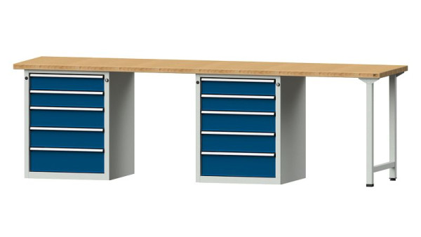ANKE Werkbänke Kombiwerkbank, Modell 915 V, 2800 x 700 x 840 mm, RAL 7035/5010, BMP 40 mm, 415.128