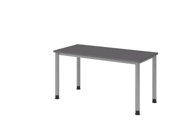 Hammerbacher Schreibtisch 4 Fuß rund 140x67cm Graphit/silber, 25 mm dick, 2 mm ABS-Kante, Rechteckform, VHS614/G/S