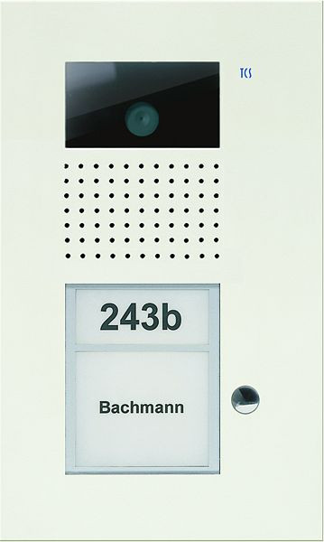 TCS Video Außenstation Serie AVU mit 1 Klingeltaste (rechtsbündig), 1-spaltig, UP weiß, AVU14010-0019