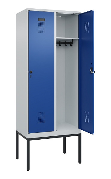 C+P Spind Evolo PLUS, Gestell, 2 Abteile, 2120x800x500mm, 7035/5010, Verschluss Drehriegel, Ablageböden 2, 0490307-22 S10006