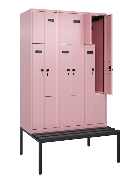 C+P Z-Spind Evolo PLUS, Bank, 6 Fächer, 2120x1200x815mm, 3015/3015, Drehriegel, Sitzfläche Kunststoff, Sitzbank, 0490537-326 S10083
