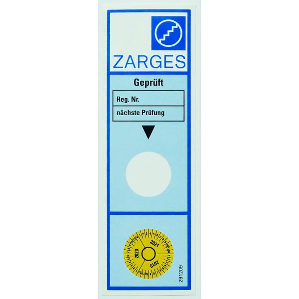 ZARGES Prüfaufkleber, Jahreszahlen 2021/2022/2023, VE: 30 Stück, 891209