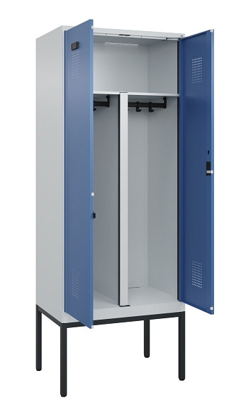 C+P PSA Doppel-Spind Evolo PLUS, Gestell, 2 Abteile, 2120x800x500mm, 7035/5023, Zylinderschloss, 0490327-22P S10035