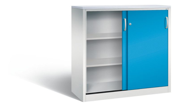 C+P Sideboard mit Schiebetüren Acurado, H1200xB1200xT500mm, Farbe: Lichtgrau / Lichtblau, Bügelgriff, 3 OH, 2057-1200 S10284