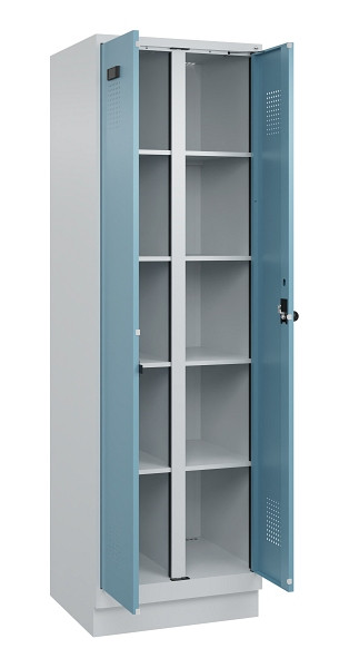 C+P Wäsche-Spind Evolo PLUS, mit Sockel, 2 Abteile, 1950x600x500mm, 7035/0010, Verschluss Drehriegel, 049022-20B S10009