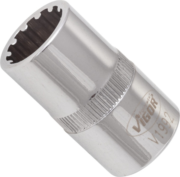 VIGOR Multiprofil Steckschlüsseleinsatz, Vierkant hohl 12,5 mm (1/2 Zoll), Multiprofil, 14 mm, VE: 10 Stück, V1992