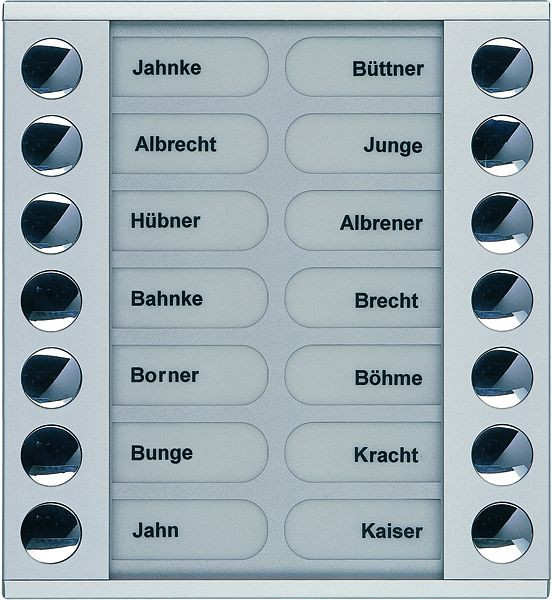 TCS Klingeltastenerweiterung für Audio Außenstation Serie PES/AVE 14 Klingeltasten (rechts-/linksbündig), AP silber, PET14-EN/04
