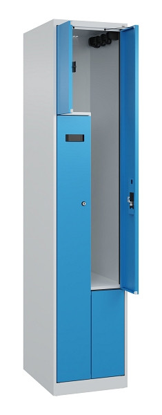 C+P Z-Spind Evolo PLUS, 2 Fächer, 1850x400x500mm, 7035/5012, Zylinderschloss, 049003-122 S10034