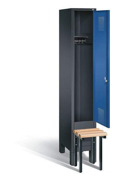 C+P Garderobenschrank Evolo, H1850xB320xT815mm, Farbe: Schwarzgrau / Enzianblau, 48030-10 S10015