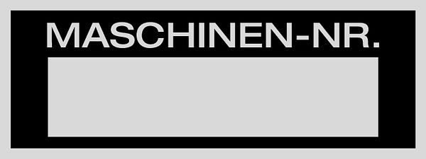 Schilder Klar Maschinenkennzeichnung Maschinen-Nr, 80x30x0.5 mm Alu blank, VE = 1 Stück, 32/51