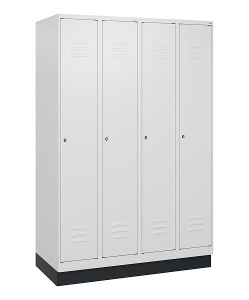 C+P Umkleidespind Classic PLUS, Sockel, 4 Abteile, 1800x1200x500mm, 9016/9016, Zylinderschlösser, 0800207-40 S10029