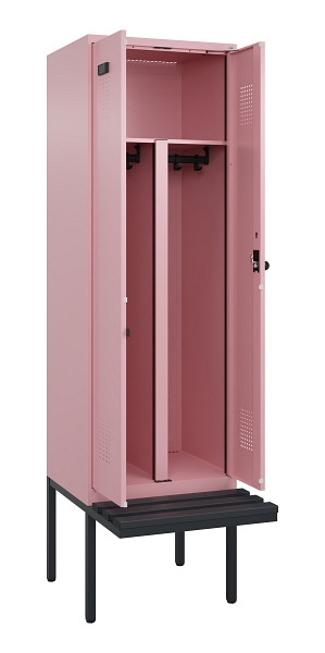 C+P PSA Doppel-Spind Evolo PLUS, Bank, 2 Abteile, 2120x600x815mm, 3015/3015, Drehriegel, Material Sitzfläche Kunststoff, 0490427-20P S10078