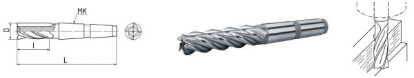 ELMAG HSS Co5-Schaftfräser mit Morsekegel DIN 845, Ø 40,0 mm, MK 4 (lang), 74064