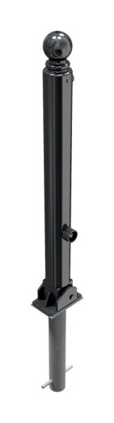 Schake Absperr-Stilpfosten Serie 485B Ø 82 mm, umlegbar, selbsteinrastende Verriegelung zum Einbetonieren, Dreikantverschluss, 485FUHB