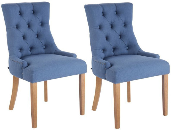 CLP 2er Set Esszimmerstuhl Aberdeen Stoff antik-hell, blau, 313751