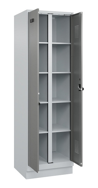 C+P Wäsche-Spind Evolo PLUS, mit Sockel, 2 Abteile, 1950x600x500mm, 7035/0004, Verschluss Drehriegel, 049022-20B S10014