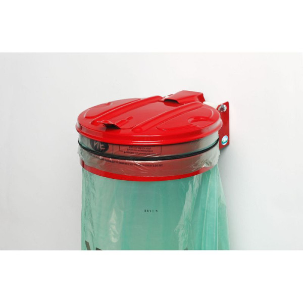 STEIN HGS Müllsackhalter zur Wandbefestigung, Feuerrot (RAL 3000), Feuerrot (RAL 3000), Müllsackhalter zur Wandbefestigung (mit Metall-Deckel), 82027.0007