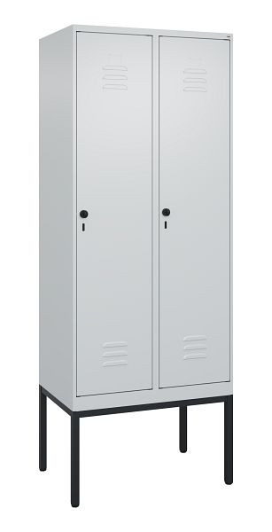 C+P Umkleidespind Classic PLUS mit Mitteltrennwand, Gestell, 2 Abteile, 2120x800x500mm, 7035/7035, Drehriegel, 0800307-22F S10009