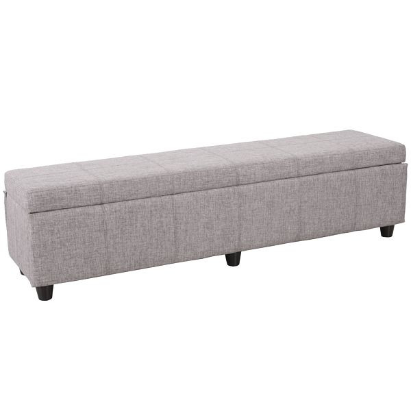 Mendler Aufbewahrungs-Truhe Kriens XXL, Sitzbank Bank, Stoff/Textil, 45x180x45cm, grau, 21452