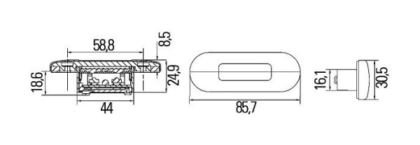 HELLA Einstiegsleuchte - LED - 12/24V - LED - Einbau - Lichtscheibenfarbe: glasklar - LED-Lichtfarbe: blau, 2XT 959 680-612