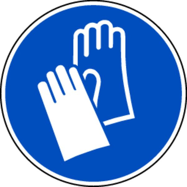 Schilder Klar Gebotszeichen Handschutz benutzen DIN EN ISO 7010-M009, 100 mm Folie selbstklebend, 1415/61