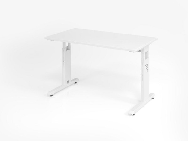 Hammerbacher Schreibtisch OS612, 120 x 67 cm, Platte: Weiß, 25 mm dick, 2 mm ABS-Kante, Rechteckform, Weiß, VOS612/W/W