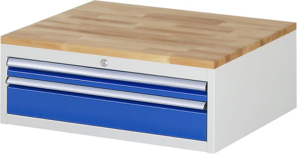RAU Schubladenschrank Serie 7000, B770 x T650 x H285mm, 2 x Schublade-Größe-XL 1xH60, 1xH120 mm, Buche-Massiv-Arbeitsplatte, Stärke 25 mm, 03-XL1.1A-B.11